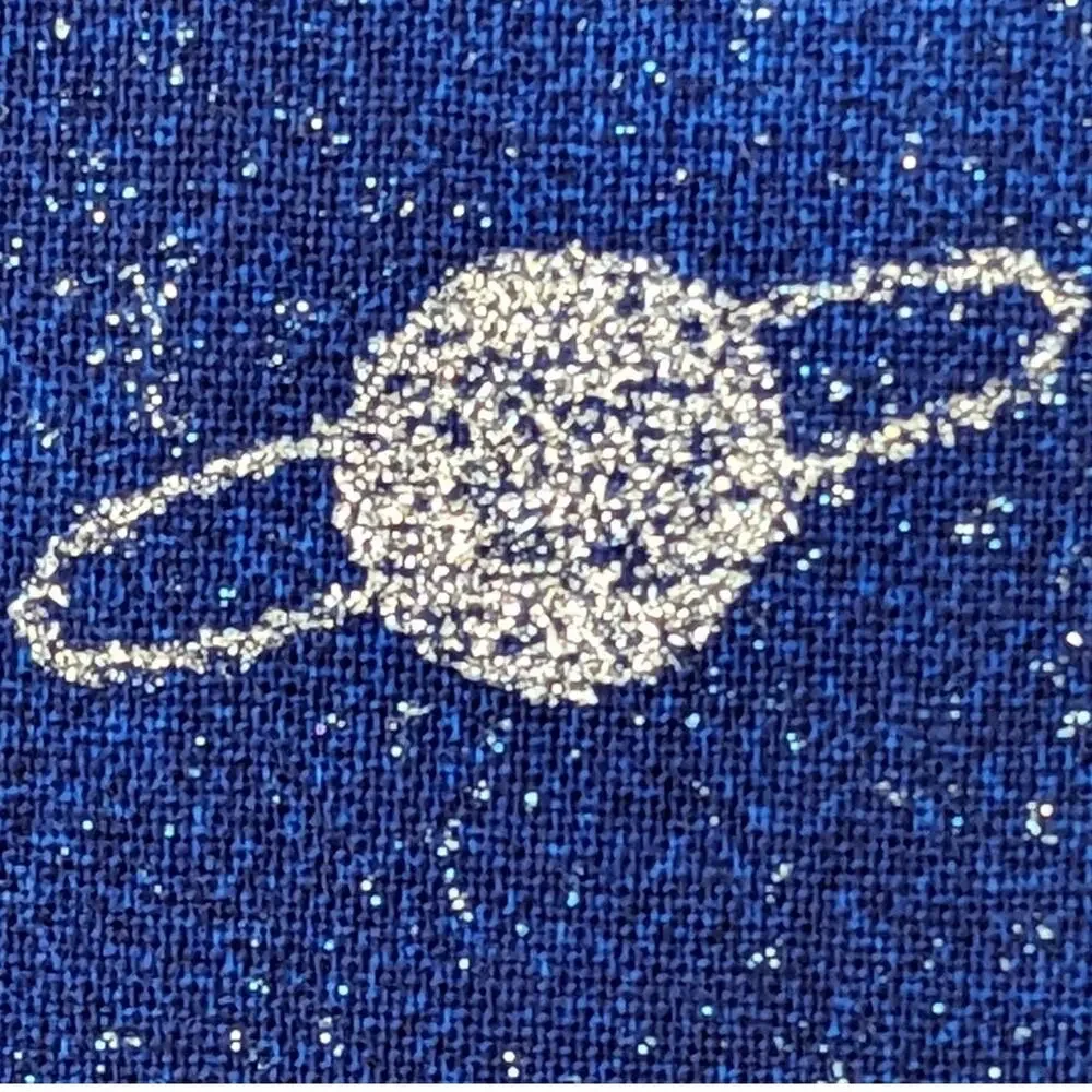 5.75 Yds Vintage Glittery CELESTIAL STARS SUN PLANETS Blue Cotton Stretch Fabric